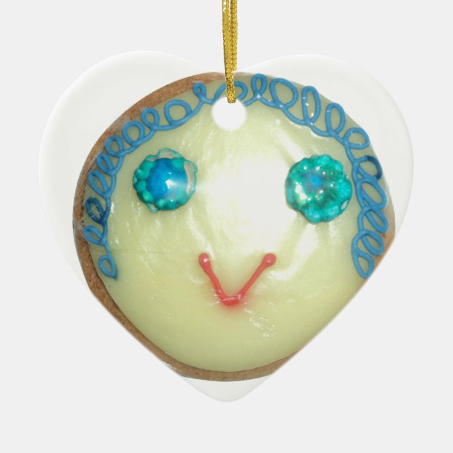 Blue Hair Emoji Art Print/Graphic Keramikornament (Vorne)