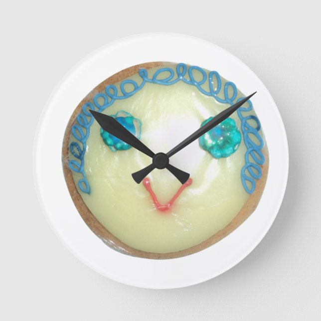 Blue Hair Emoji Art Print/Graphic Runde Wanduhr (Vorderseite)