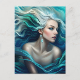 Blue Hair Mermaid Postkarte