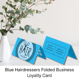 Blue Hairdressers Falted Business Loyalty Card Visitenkarten