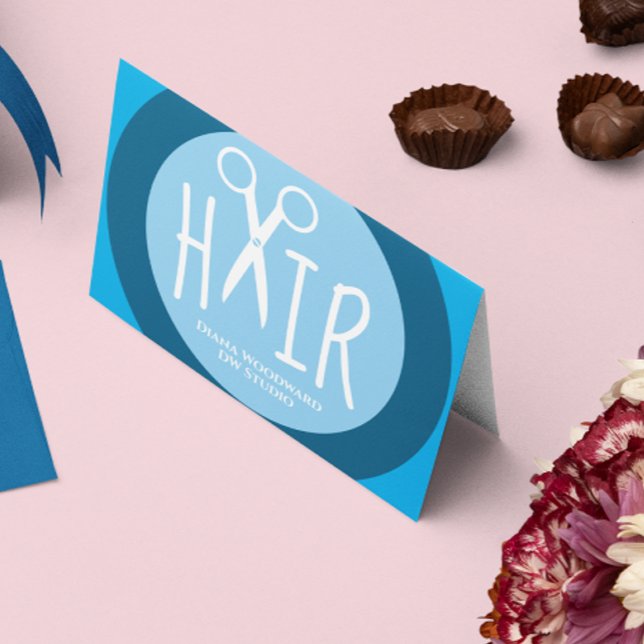 Blue Hairdressers Falted Business Loyalty Card Visitenkarten (Von Creator hochgeladen)
