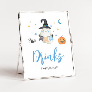 Blue Halloween Ghost Little Boo Baby Dusche Drinks Poster