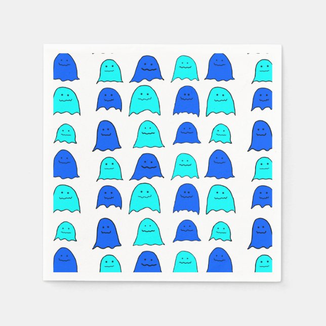 Blue Halloween Ghosts Serviette (Vorderseite)