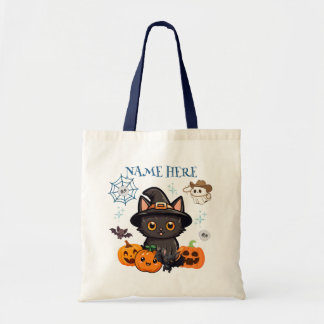 Blue Halloween Kitty Hexe Candy Tote Bag Tragetasche