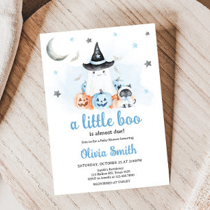 Blue Halloween Little Boo Baby Dusche Einladung
