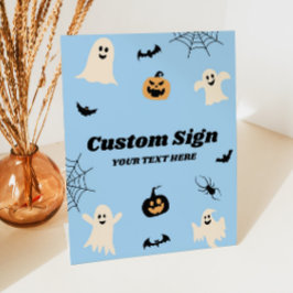 Blue Halloween Spooky Custom Party Sockelschild