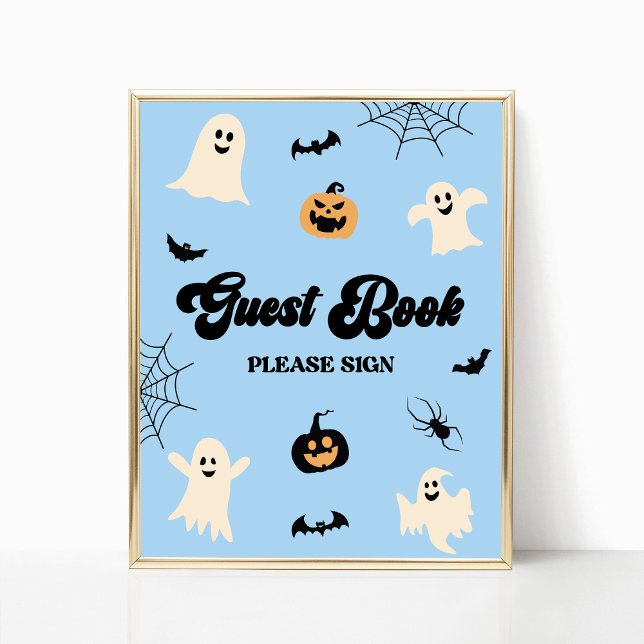 Blue Halloween Spooky Guest Book Sign Poster (Von Creator hochgeladen)