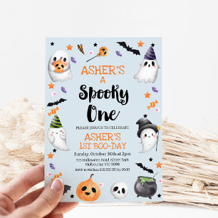 Blue Halloween Spooky One 1. Geburtstag Einladung