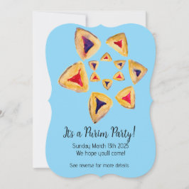 Blue Hamantaschen Star Purim Party Einladungen