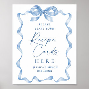 Blue Hand Draw Bridal Recipe Karten Poster