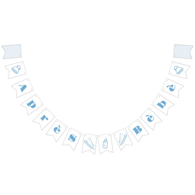 Blue Hand-Drawn Après Bébé Boy Baby Shower Wimpelkette (Alle)