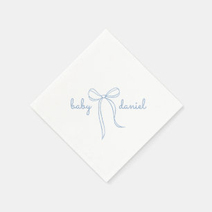 Blue Hand Drawn Bow Boy Baby Dusche Serviette