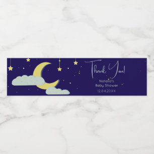 Blue Hand Drawn Celestial Star Moon Baby Dusche