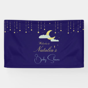 Blue Hand Drawn Celestial Star Moon Baby Dusche Banner