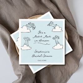 Blue Hand Drawn Match Made In Heaven Bridal Shower Serviette