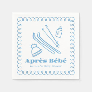 Blue Hand Gezeichnet Après Bébé Boy Baby Shower Serviette