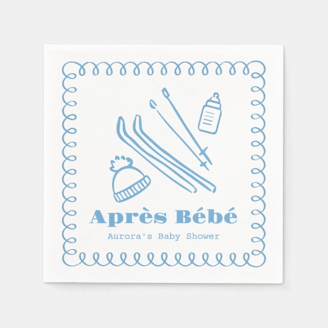 Blue Hand Gezeichnet Après Bébé Boy Baby Shower Serviette (Vorderseite)