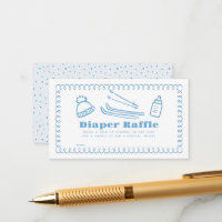 Blue Hand Gezeichnet Ski Baby Diaper Raffle Ticket