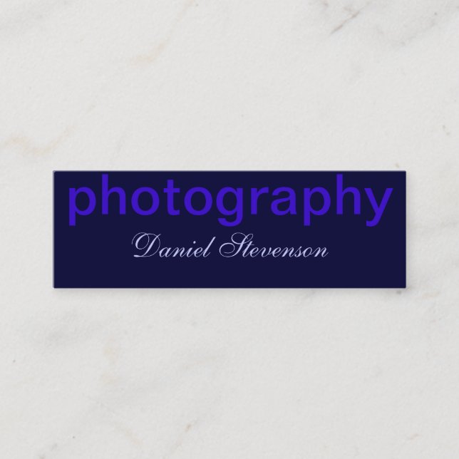 Blue Handwriting Script Fotografy Business Card Mini Visitenkarte (Vorderseite)