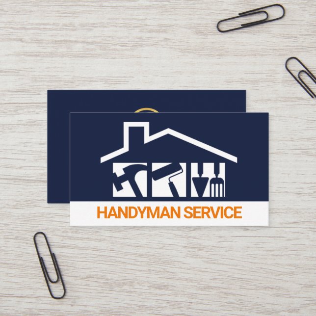 Blue Handyman Rooftop Zuhause Repair Visitenkarte (Vorderseite/Rückseite Beispiel)