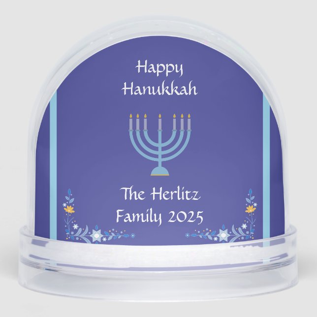 Blue HANOUKKA Menorah Personnaliser NOM DE LA PHOT (Avant)