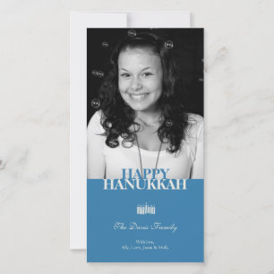 Blue Hanukkah Chanukkah élégante carte de vœux de