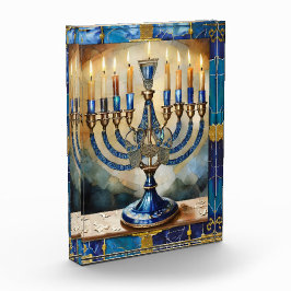 Blue Hanukkah Menorah Fotoblock