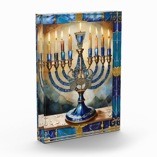 Blue Hanukkah Menorah Fotoblock (Links)