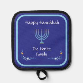 Blue HANUKKAH Menorah Kundenname Topflappen