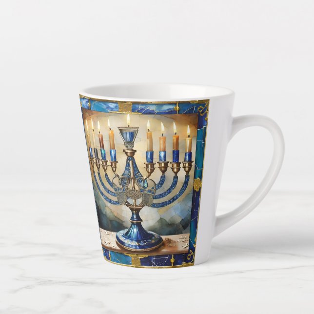 Blue Hanukkah Menorah Milchtasse (Rechts)