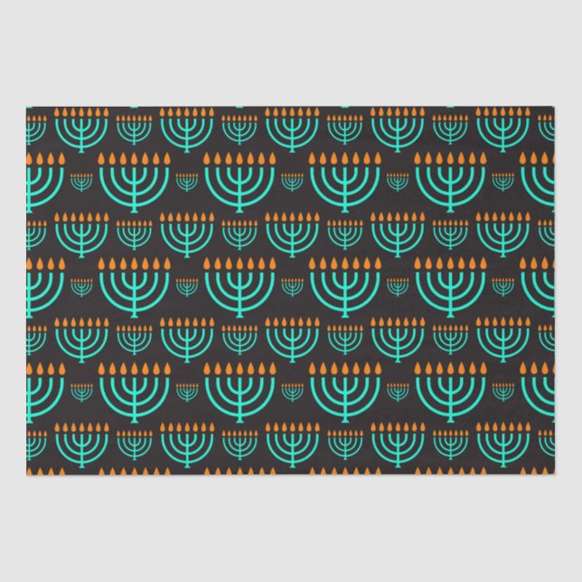 Blue Hanukkah Menorah Tissue Paper Seidenpapier (Vorderseite)