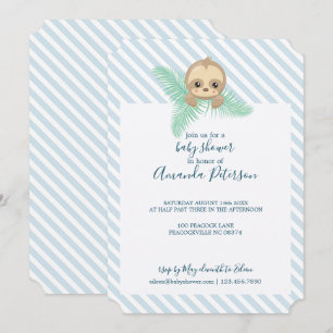 Blue Happy Baby Sloth Baby Dusche Einladung