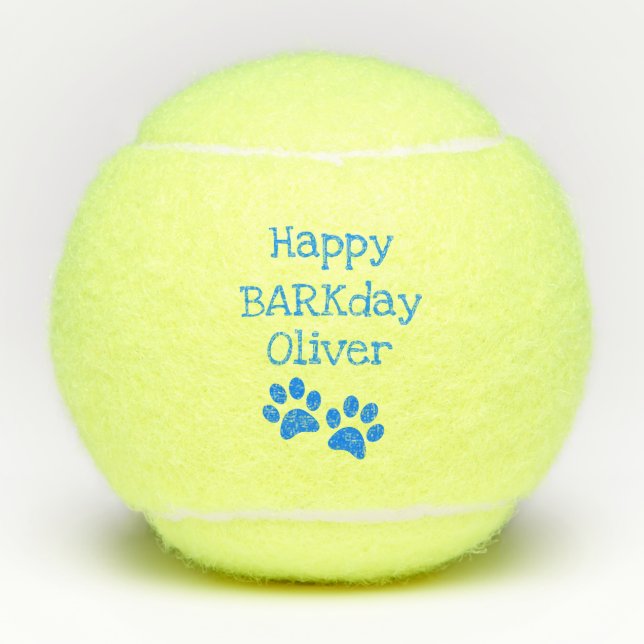 Blue Happy Barkday Geburtstag Pet Dog Toy Tennisbälle (Vorderseite)