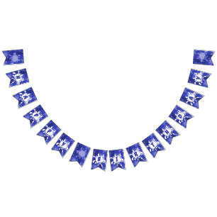 Blue Happy Birthday Painting Spritzer Wimpelkette