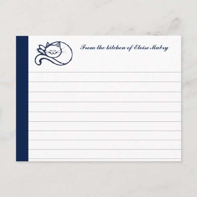 Blue Happy Cat Personalisiert Recipe Cards Postkarte (Vorderseite)