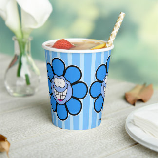 Blue Happy Flower Screwball Graphics Pappbecher