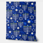 Blue Happy Hanukkah Stern von David Menorah Modern Tapete<br><div class="desc">Blue Happy Hanukkah Star of David Menorah Modernes Muster Peel und Stick Wallpaper bietet einen strahlend blauen Hintergrund mit Menorah und Star von David Overlay. Perfekte Wohngestaltung für Hanukkah. Erstellt von Evco Holidays www.zazzle.com/store/evcostudio</div>