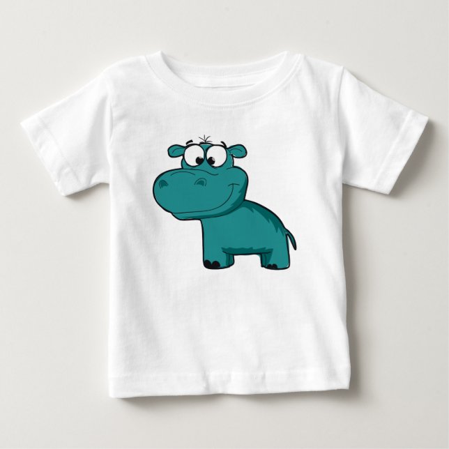 Blue Happy Hippo Baby T-shirt (Vorderseite)