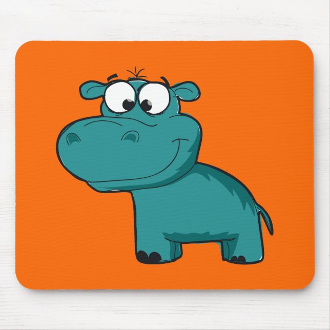 Blue Happy Hippo Mousepad (Vorne)