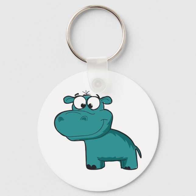 Blue Happy Hippo Schlüsselanhänger (Vorderseite)