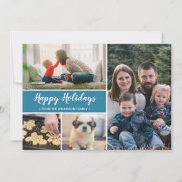 Blue Happy Holidays Family Foto Weihnachten