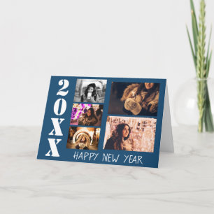 Blue Happy New Year 2025 5 Foto Collage Feiertagskarte