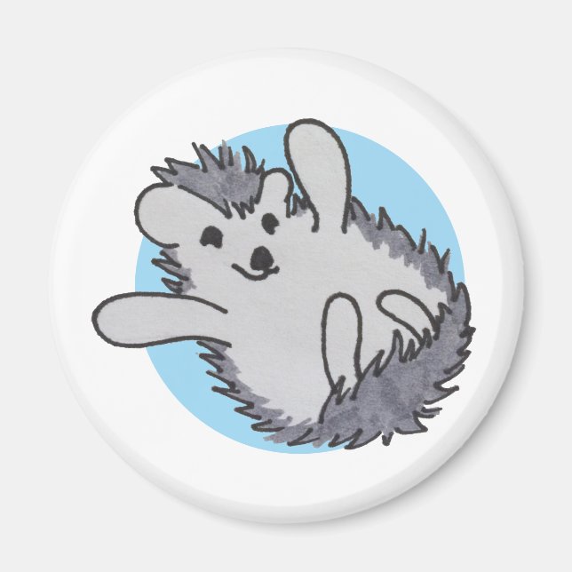Blue Happy Niedlich Igel Magnet (Vorne)