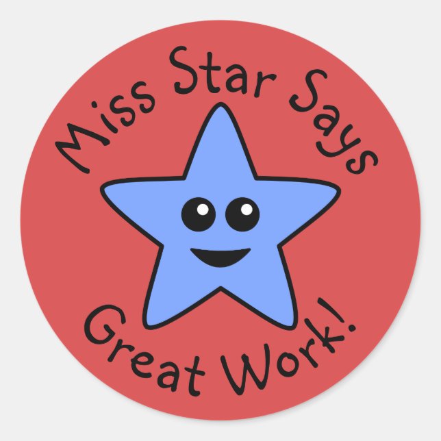 Blue Happy Star Great Work Stickers (Vorderseite)