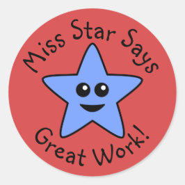 Blue Happy Star Great Work Stickers