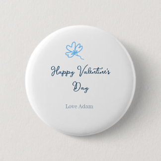 Blue happy Valentine's day love name flower rustic Button