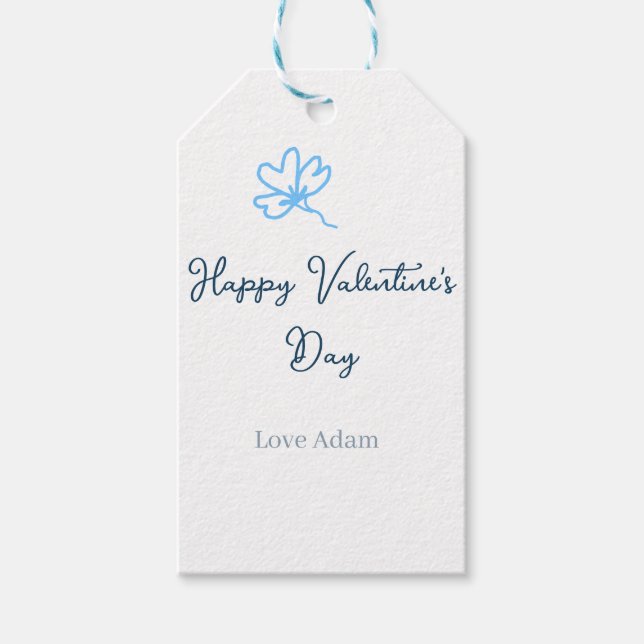 Blue happy Valentine's day love name flower rustic Geschenkanhänger (Vorderseite)