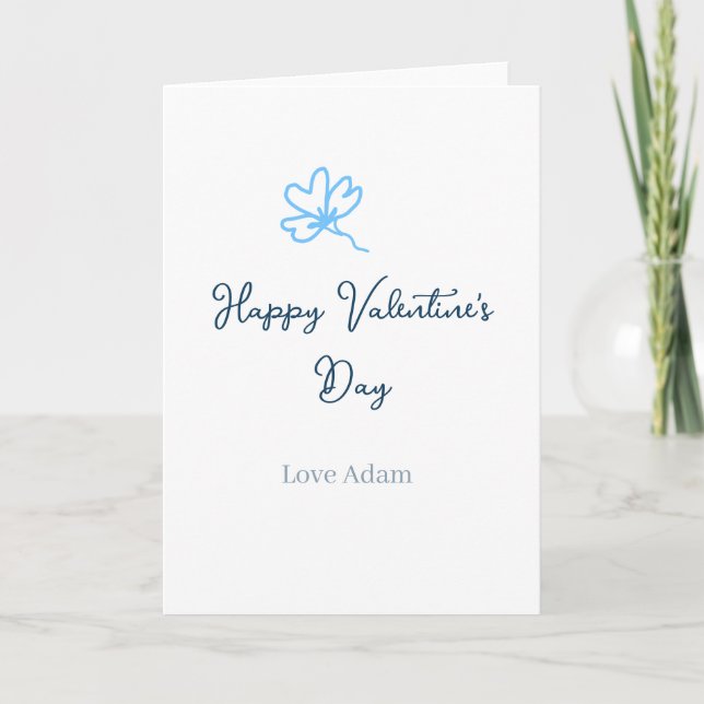 Blue happy Valentine's day love name flower rustic Karte (Vorderseite)