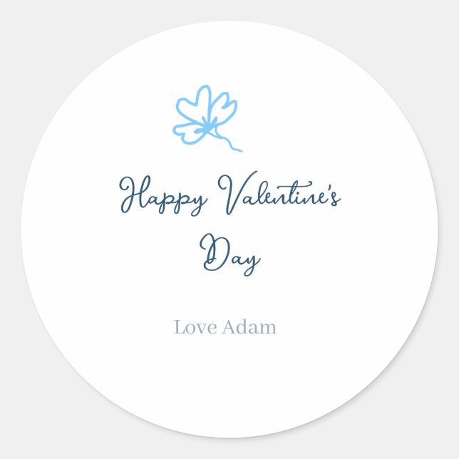 Blue happy Valentine's day love name flower rustic Runder Aufkleber (Vorderseite)