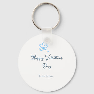 Blue happy Valentine's day love name flower rustic Schlüsselanhänger